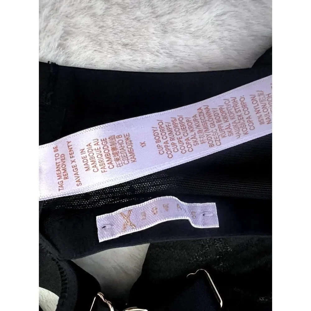 Savage X Fenty Sheer Bralette Black Heart Back Design 1X